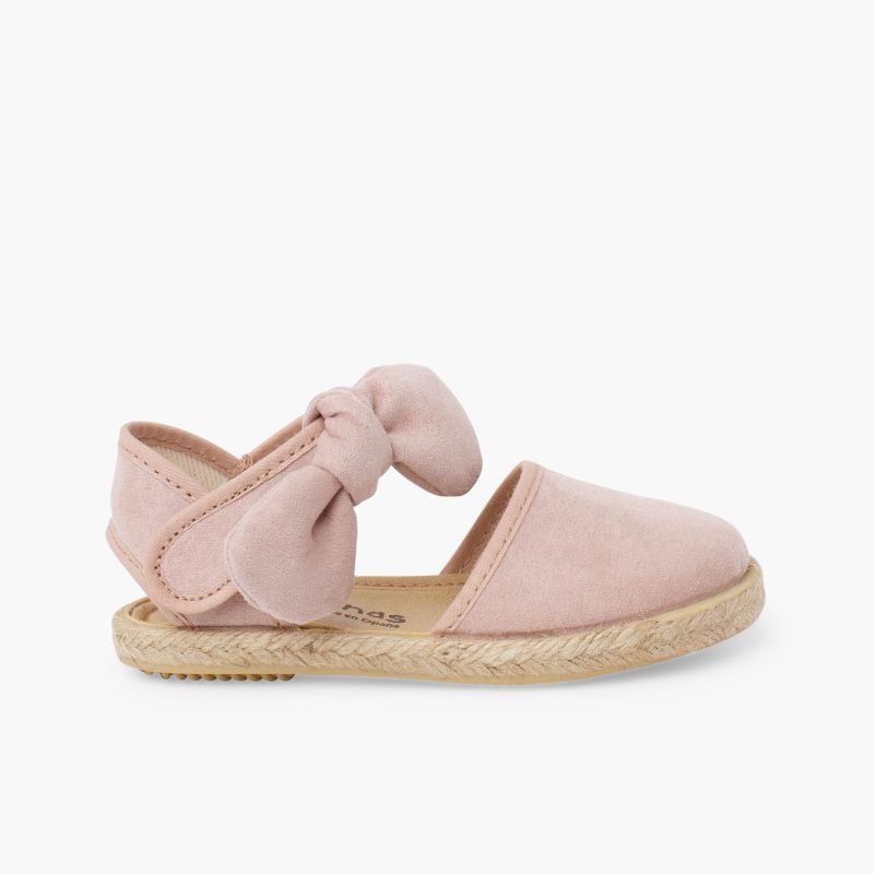 Espadrillas bambina fiocco effetto camoscio