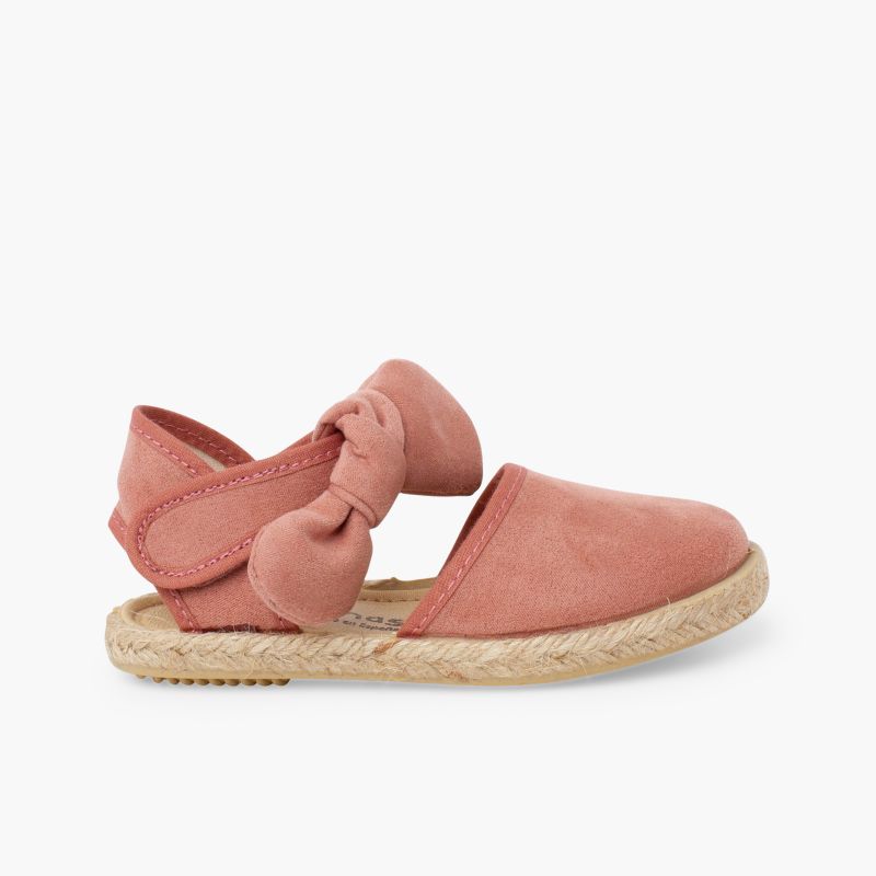 Espadrillas bambina fiocco effetto camoscio