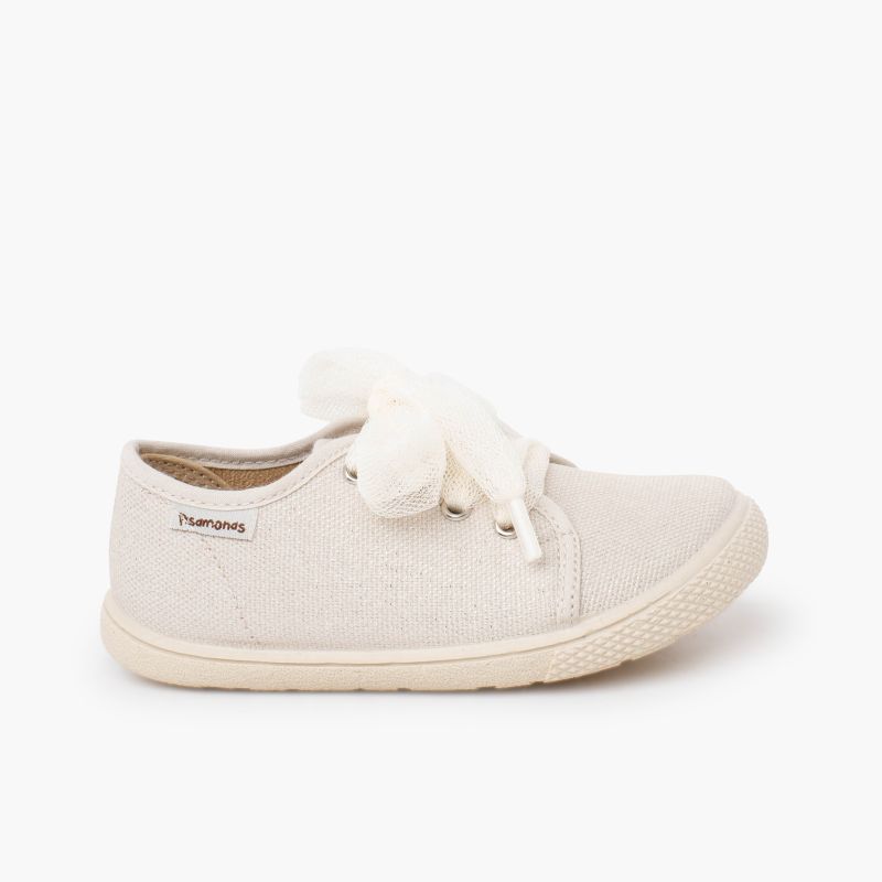 Sneakers barefoot lucentezza fiocco tulle