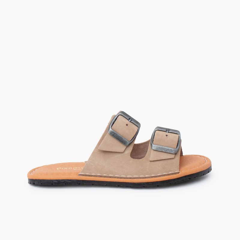 Sandali barefoot doppia fibbia in nabuk