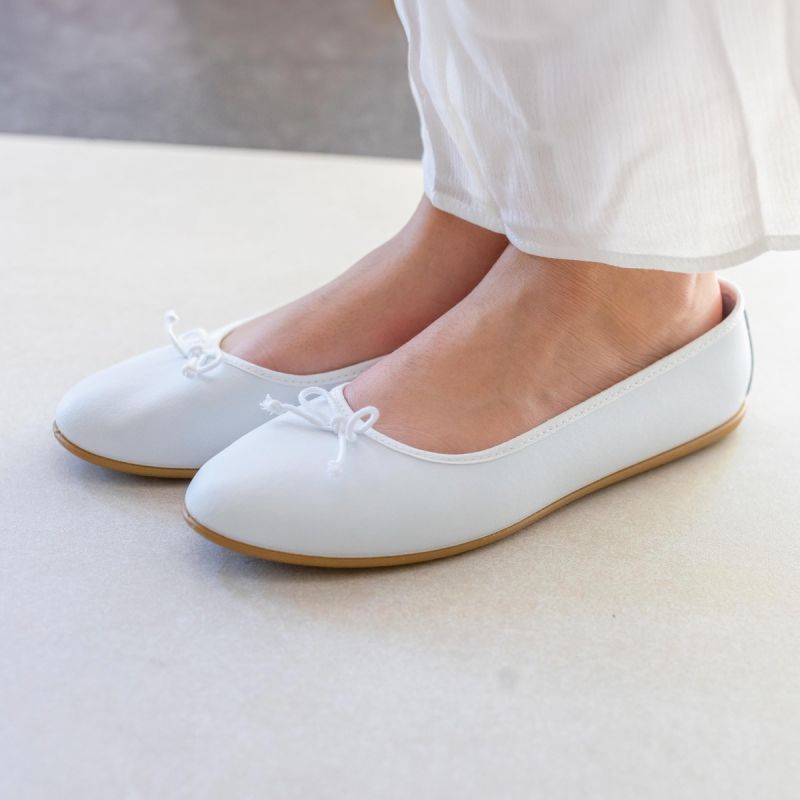 Ballerine cerimonia pelle lavabile fiocco