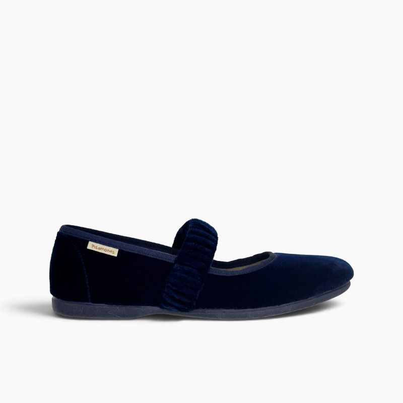 Ballerine velluto con cinturino elastico arricciato