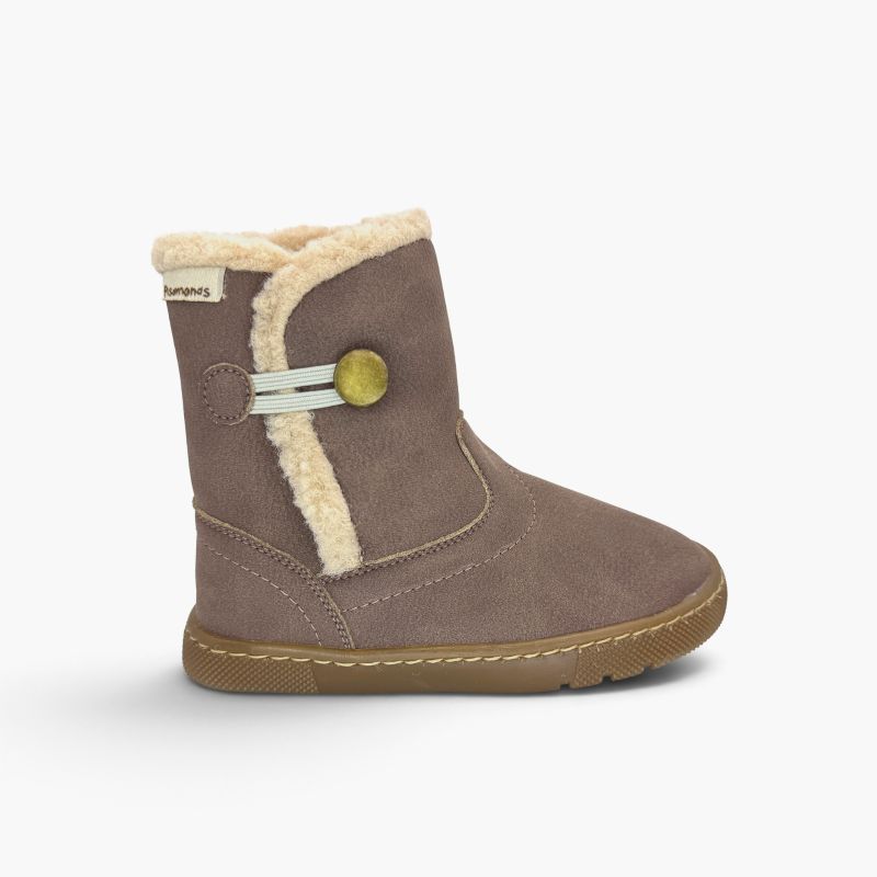 Stivali barefoot fodera effetto montone chiusura bottone