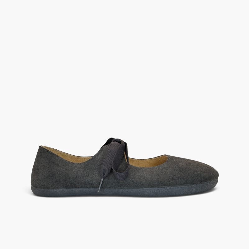 Ballerine con cinturino camoscio donna fiocco gros-grain
