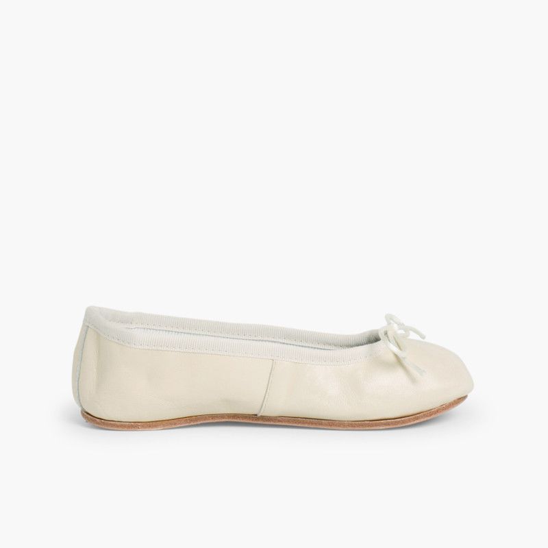 Ballerine bimba e donna in pelle e suola di cuoio