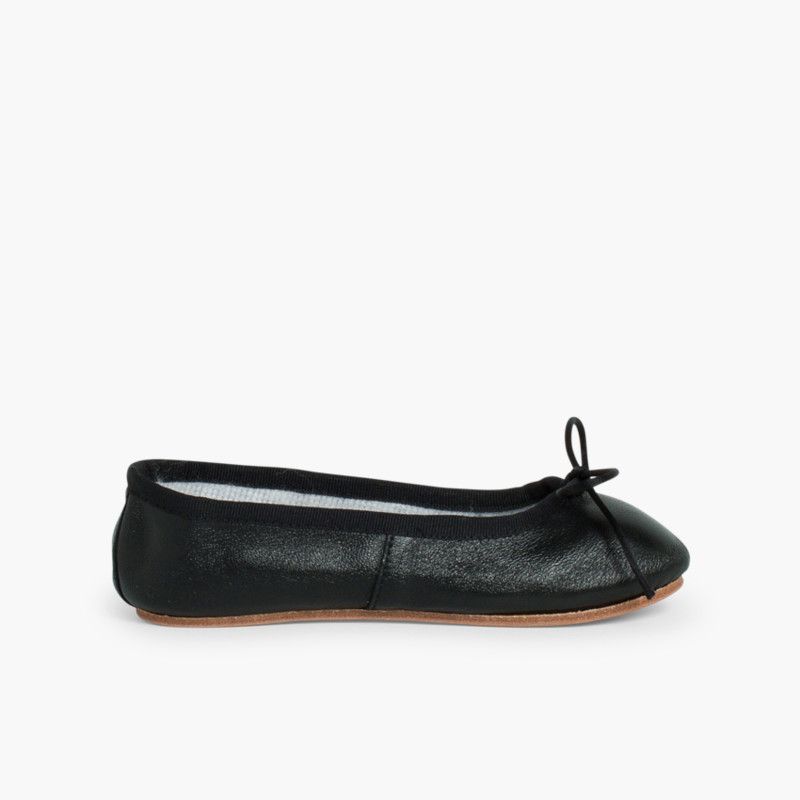 Ballerine bimba e donna in pelle e suola di cuoio