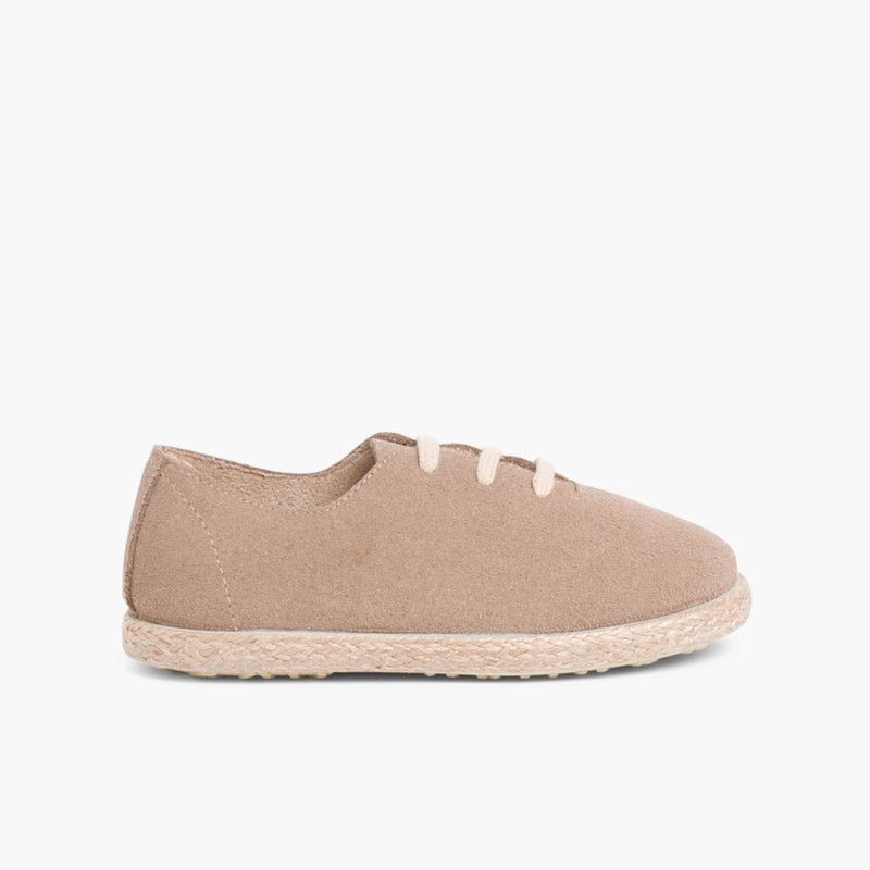 Scarpe lacci scamosciate e iuta bambini