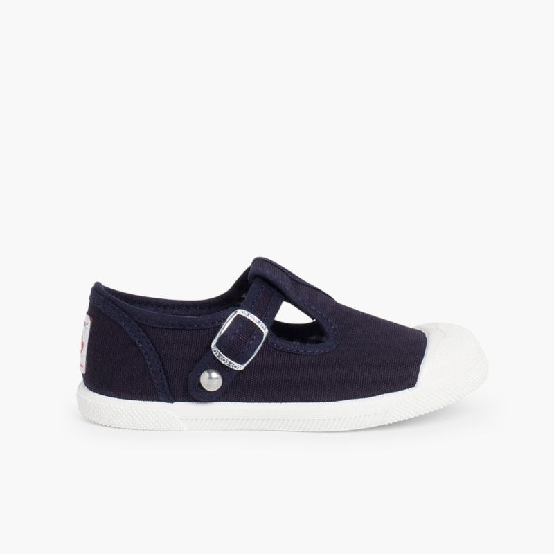 Sneakers Tela Bambini Punta Gomma Tipo T-bar