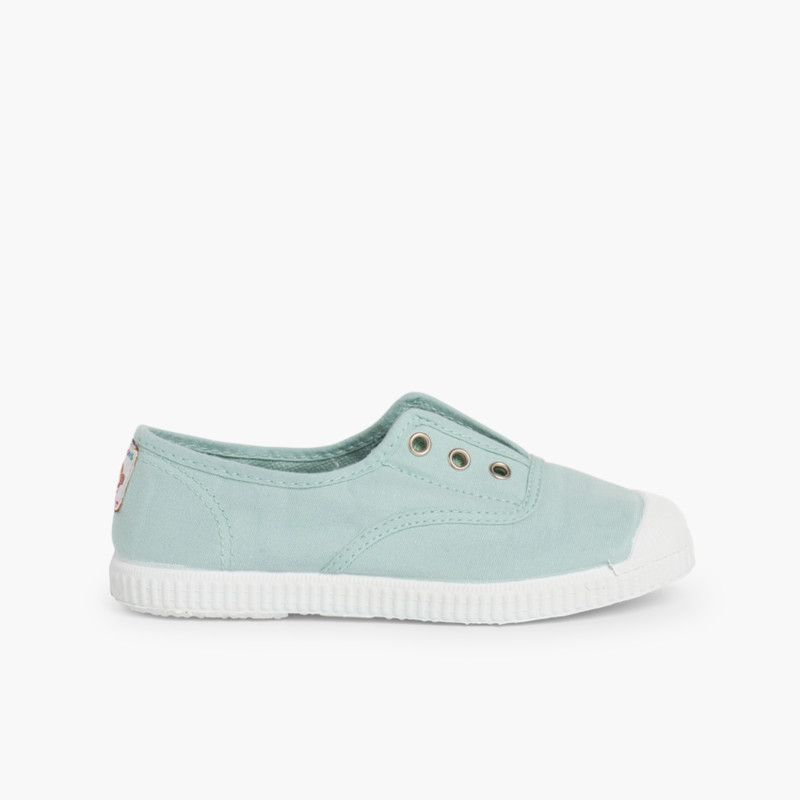 Scarpe Tela Punta Gomma Senza Lacci