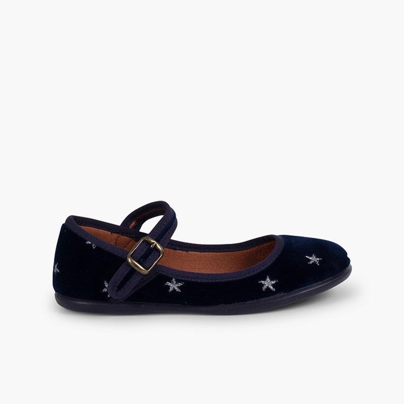 Scarpe con cinturino scollate in velluto con stelline