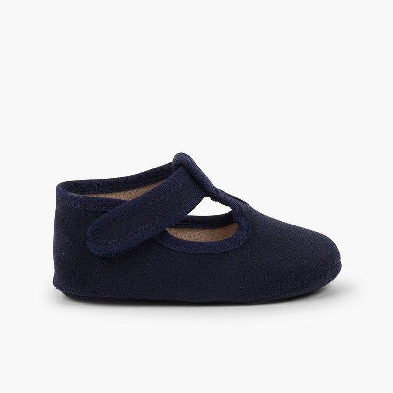 Scarpe T-bar bambino similcamoscio chiusura a strappo