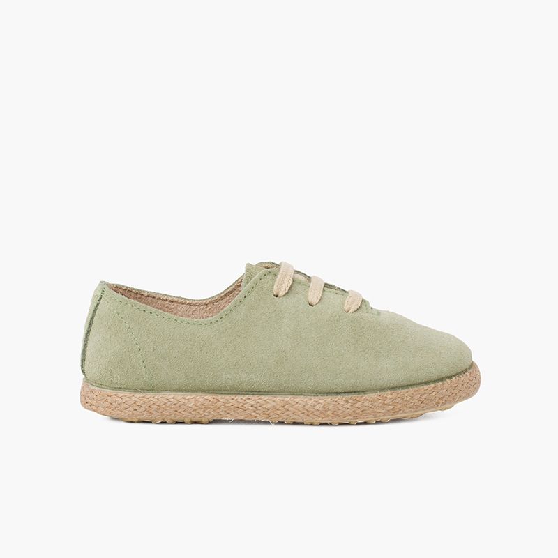 Scarpe lacci scamosciate e iuta bambini