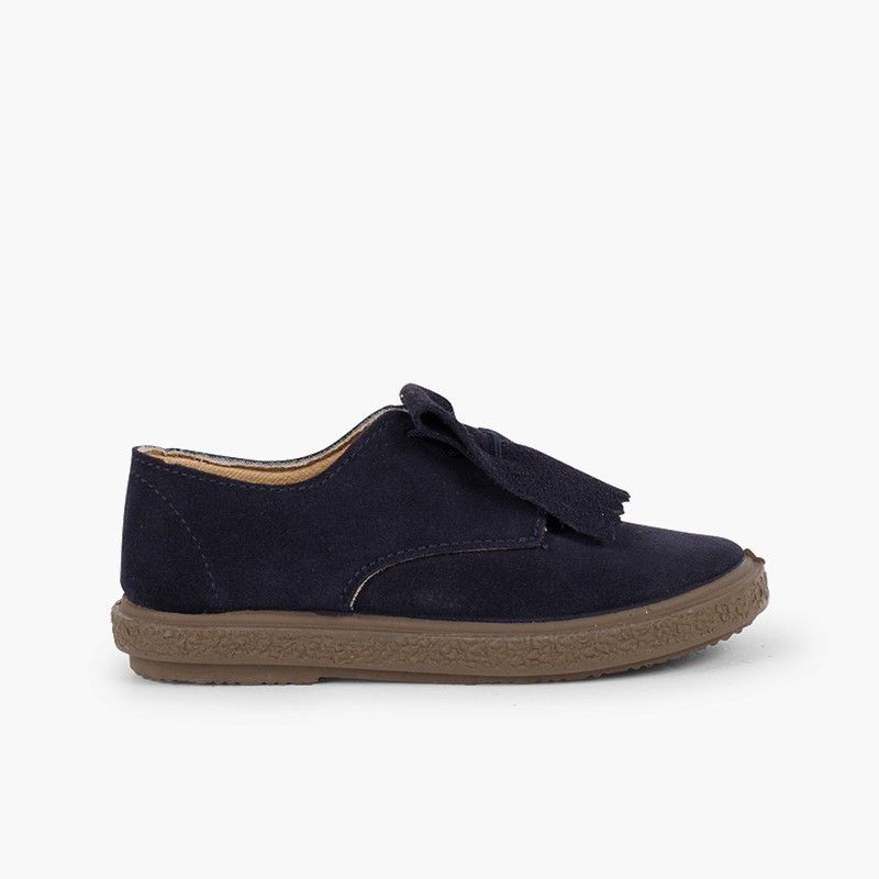 Scarpe blucher scamosciate frange lisce