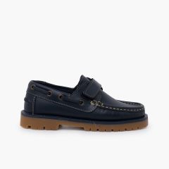 Scarpe da barca Bambino chiusura a strappo Blu