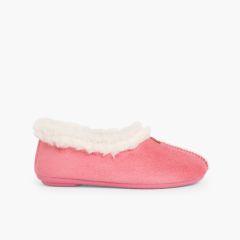 Pantofole Finto Camoscio Fodera tipo Agnello Rosa