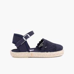 Espadrillas ricamate per bambine con fibbia Blu