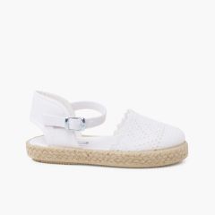 Espadrillas ricamate per bambine con fibbia Bianco