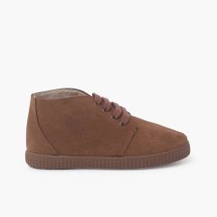 Scarpe in Pelliccia con Lacci  Cammello