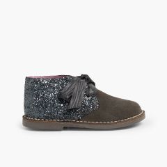 Polacchine Glitter Bambina  Grigio