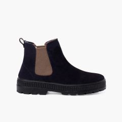 Stivali bambini suola track con elastico Blu