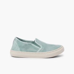 Sneakers tela slavata elastico laterale Acquamarina