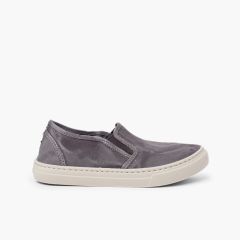 Sneakers tela slavata elastico laterale Grigio