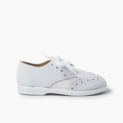 Scarpe Blucher scamosciate con lino e impunture bambini Bianco