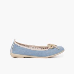 Ballerina bimba e donna con fiocco in pizzo Cielo Blu