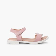 Sandali in pelle con cinturino a cuore Rosa