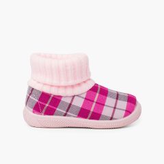 Stivaletti con collo a calza in lana Rosa