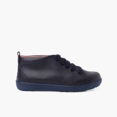 Scarpe in Pelle tipo Stivaletti Lacci Blu