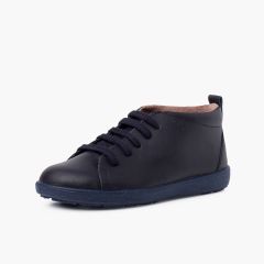 Scarpe in Pelle tipo Stivaletti Lacci Blu