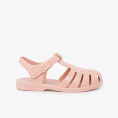 Sandali per bambini con chiusura a fibbia in colori polverosi Rosa Pastello