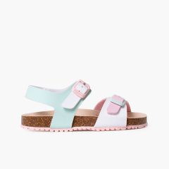 Sandali bio multicolore Doppia Fibbia per bambina Multicolor