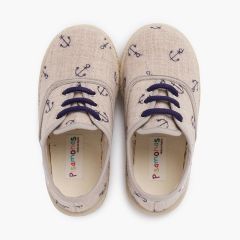 Sneakers ad ancora con lacci colorati Blu