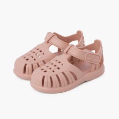 Sandali ragnetti con chiusura a strappo Tobby Solid Rosa Pastello