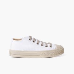 Sneakers bianche con colore del puntale e dei lacci Bianco e Sabbia