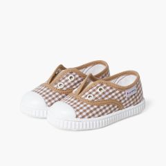 Sneakers Vichy senza lacci Caffelatte