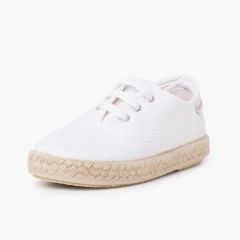 Sneakers tipo Espadrillas in tessuto svizzero ricamato Bianco