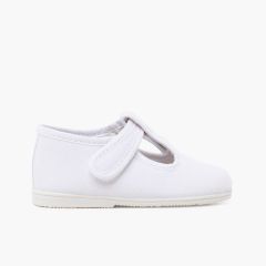 Scarpe occhio di bue in tela suola sottile chiusura a strappo Bianco