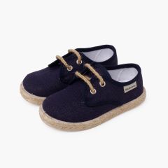 Blucher lacci di lino e base di iuta Blu