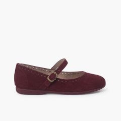 Scarpe scamosciati con cinturino a fibbia Bordeaux