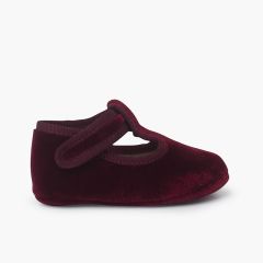 Scarpine Occhio di Bue in velluto chiusura a strappo Bordeaux
