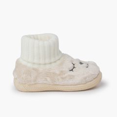 Pantofole Orsacchiotto Calzini di pelo morbido Ecru