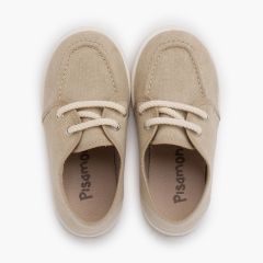 Scarpe da barca tela eco suola bianca Sabbia