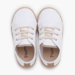 Scarpe sportive tela lacci stile espadrillas Bianco come la neve