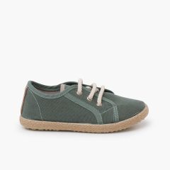 Scarpe sportive tela lacci stile espadrillas verde eucalipto
