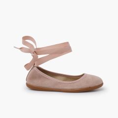 Ballerine elastici fiocco e cinturino Nude