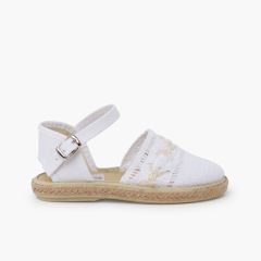 Espadrillas ricamo fibbia Bianco