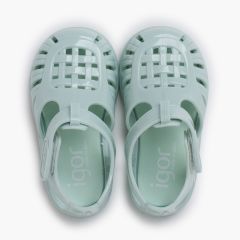 Sandali ragnetti glossy con cinturino adesivo Menta